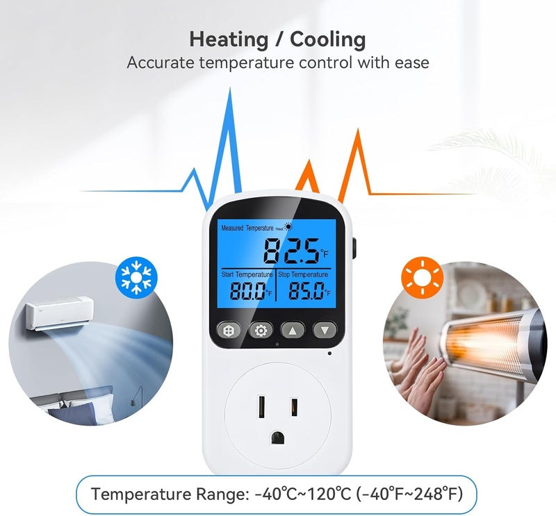 INKBIRDPLUS Plug in Temperature Controller Outlet, Smart Heating Cooling Control with 4 Timing Modes, Backlit LCD, Calibration, Ideal for Reptile, Incubation, Aquarium, Refrigerator, Home Brewing - Image 4
